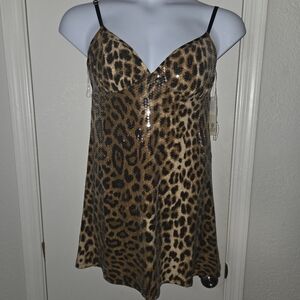 Leopard Sequin Slip Dress - Brown MANY AVAILABLE
